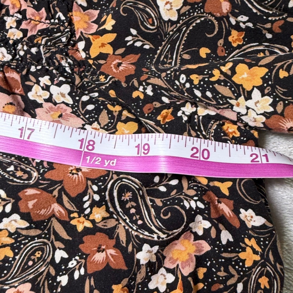 J Jill Womens Size Small Blouse Floral Paisley Smocked Viscose Rayon Boho Earthy - Picture 9 of 12